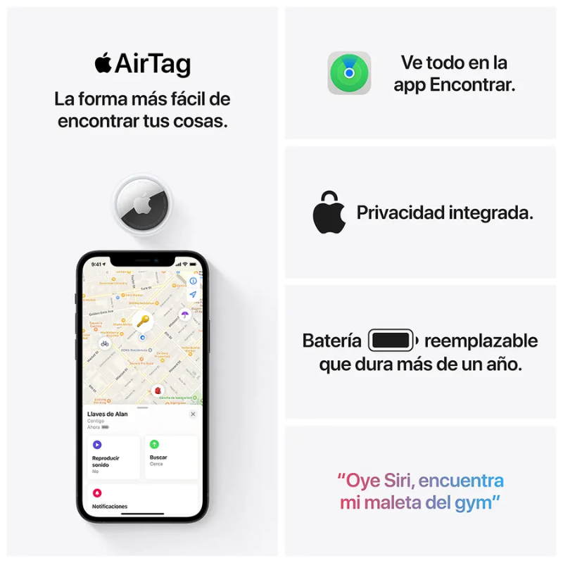 Apple AirTag Elementos Buscador Plata, Blanco - Imagen 7