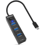 BRobotix Docking Station 4 en 1 USB C, 4x USB 3.0, Negro