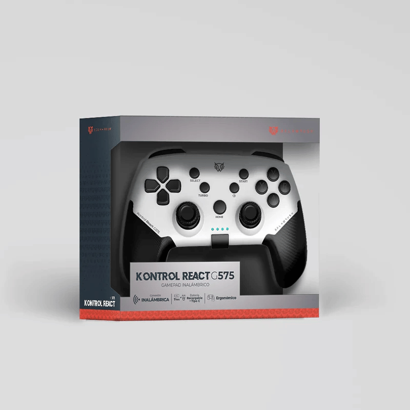 Balam Rush Gamepad Kontrol React G575, Alámbrico/Inalámbrico, Bluetooth/RF/USB, Negro/Blanco - Imagen 4