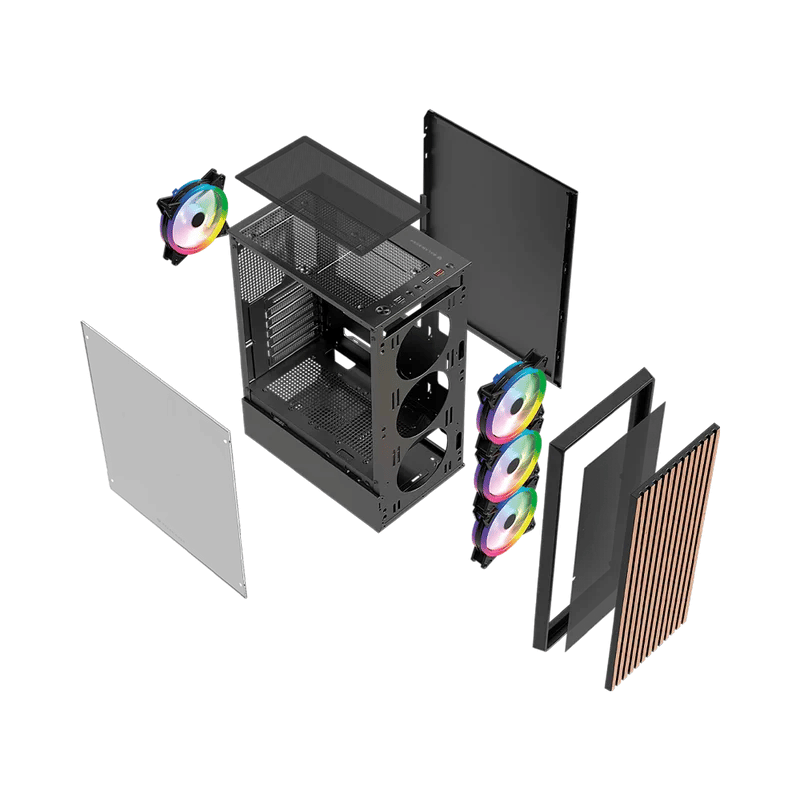 Gabinete Balam Rush Dragonfly Wood GM580CB, Midi-Tower, ATX/Micro-ATX/Mini-ITX, USB 2.0, sin Fuente, 4 Ventiladores Instalados, Negro - Imagen 12