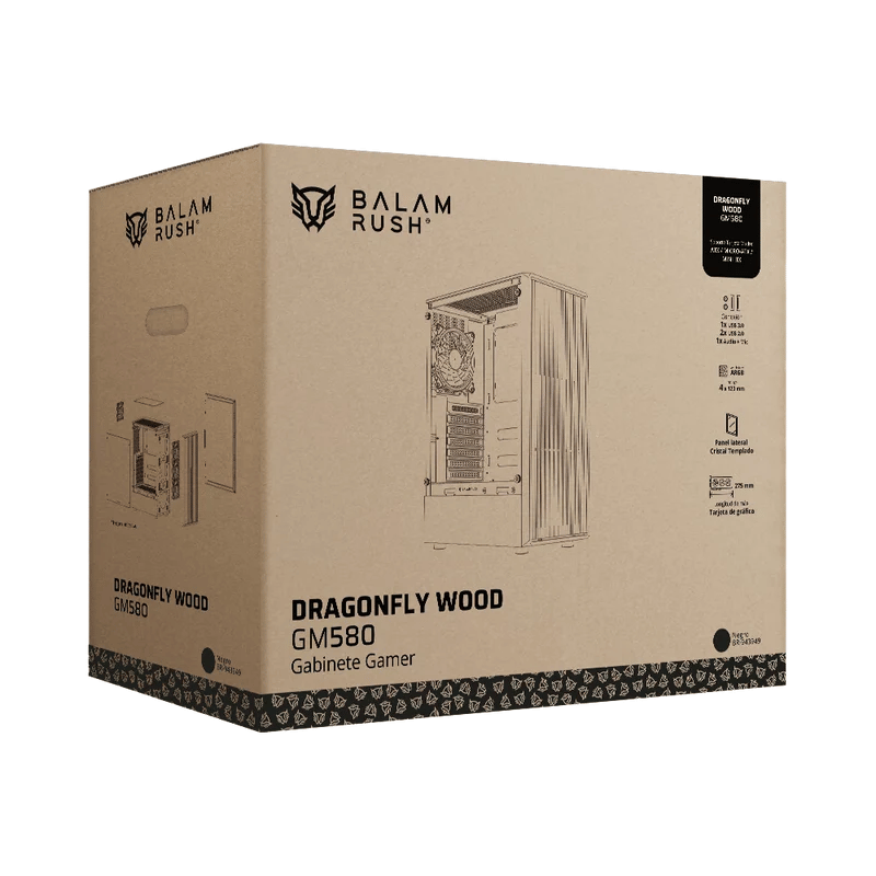 Gabinete Balam Rush Dragonfly Wood GM580CB, Midi-Tower, ATX/Micro-ATX/Mini-ITX, USB 2.0, sin Fuente, 4 Ventiladores Instalados, Negro - Imagen 13