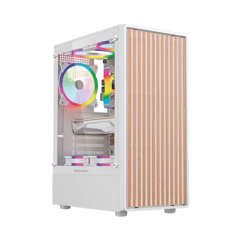 Gabinete Balam Rush Dragonfly Wood GM580, Midi-Tower, ATX/Micro-ATX/Mini-ITX, USB 2.0/3.0, sin Fuente, 4 Ventiladores Instalados, Blanco - Imagen 2