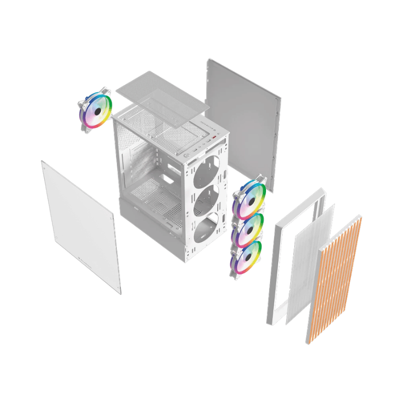 Gabinete Balam Rush Dragonfly Wood GM580, Midi-Tower, ATX/Micro-ATX/Mini-ITX, USB 2.0/3.0, sin Fuente, 4 Ventiladores Instalados, Blanco - Imagen 9