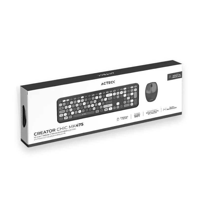 Kit de Teclado y Mouse Acteck Creator Chic Colors MK475, Inalámbrico, USB, Negro - Imagen 5