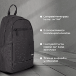 TechZone Mochila Basic Black de Poliéster para Laptop 15.6", Negro - Imagen 4