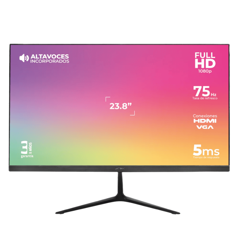 Monitor Acteck Captive Vivid SP240 LED 23.8", 1920x1080 Full HD, 75Hz, HDMI, Bocinas Integradas, Negro