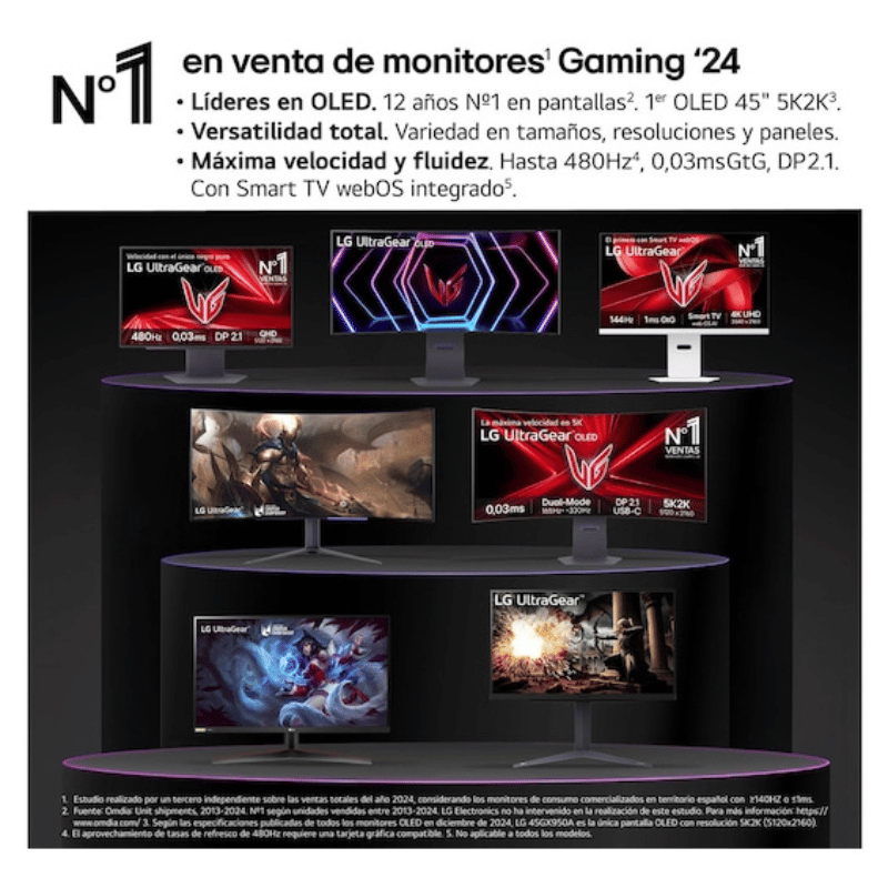 Monitor Gamer LG UltraGear OLED 27", 2560x1440, G-Sync/FreeSync, 240Hz, HDMI/DisplayPort, Negro - Imagen 2