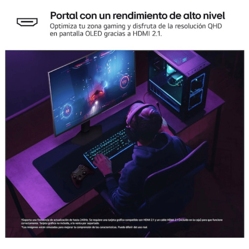 Monitor Gamer LG UltraGear OLED 27", 2560x1440, G-Sync/FreeSync, 240Hz, HDMI/DisplayPort, Negro - Imagen 9