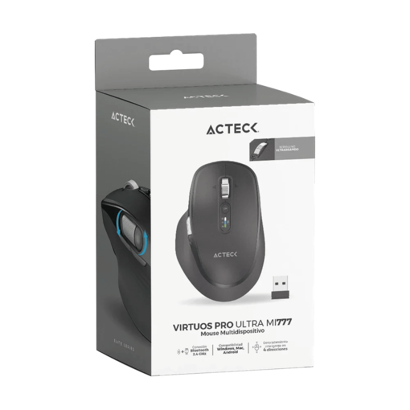 Mouse Acteck Vistuos pro Ultra MI777, Inalámbrico, Óptico, 4.800DPI, Bluetooth/USB-A, Negro - Imagen 7