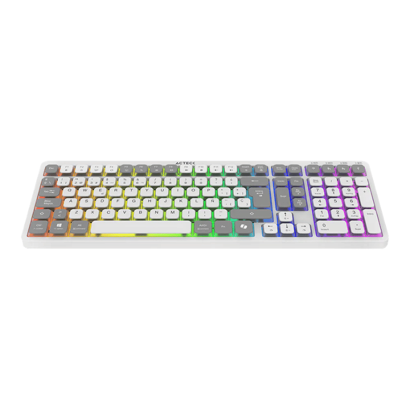 Teclado Acteck Techno PRO TI790 LED RGB, Teclado Mecánico, Óptico, Inalámbrico, RF Inalámbrico/Bluetooth, Blanco, Español - Imagen 2