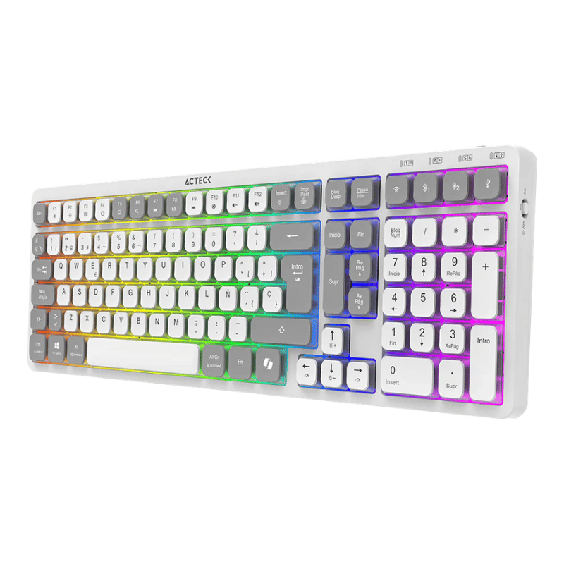 Teclado Acteck Techno PRO TI790 LED RGB, Teclado Mecánico, Óptico, Inalámbrico, RF Inalámbrico/Bluetooth, Blanco, Español - Imagen 3