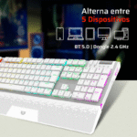 Teclado Gamer Balam Rush Dominate Expert GK979I LED RGB, Teclado Mecánico, Outemu Red, Inalámbrico, RF Inalámbrico/Bluetooth, Blanco, Español - Imagen 4