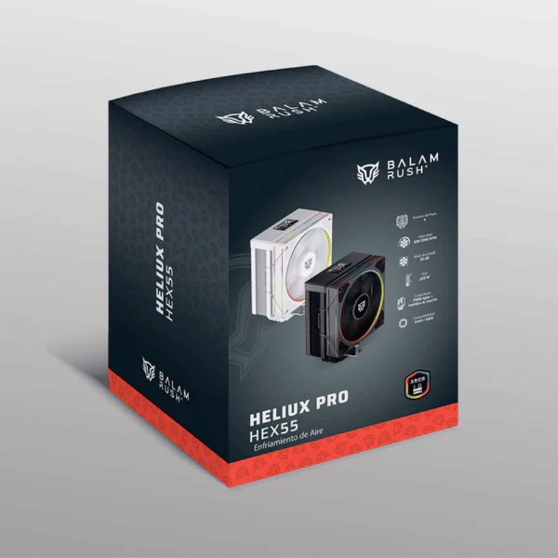 Disipador CPU Balam Rush Heliux Pro HEX55, 120mm, hasta 2000RPM, Negro - Imagen 4