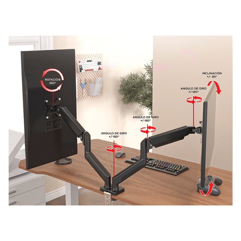 Naceb Soporte de Escritorio para 2 Monitores 10" - 32", hasta 20kg - Imagen 9