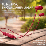 Naceb Audífonos Intrauriculares con Micrófono NA-0314, Inalámbrico, Bluetooth, Rojo - Imagen 4