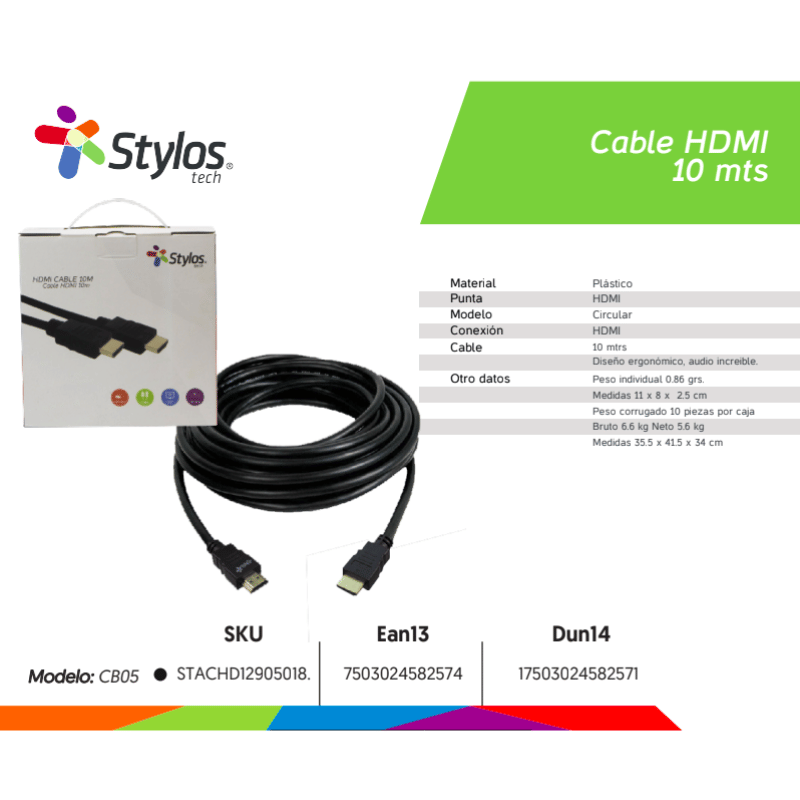 Cable HDMI 10Mts Stylos. STACGD12905018 - Imagen 8