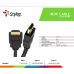 Stylos Cable HDMI 1.4 Macho - HDMI 1.4 Macho, 2 Metros, Negro - Imagen 7