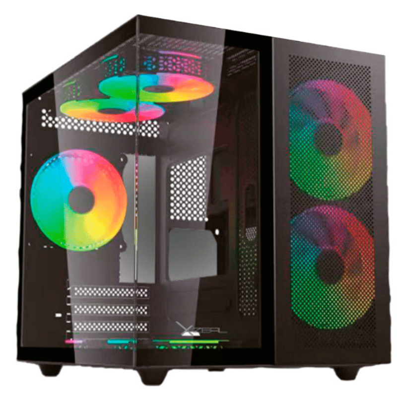 Gabinete Xzeal CXi1, Mini-Tower, Micro-ATX/Mini-ITX, USB 2.0/3.0, sin Fuente, 3 Ventiladores Instalados, Negro