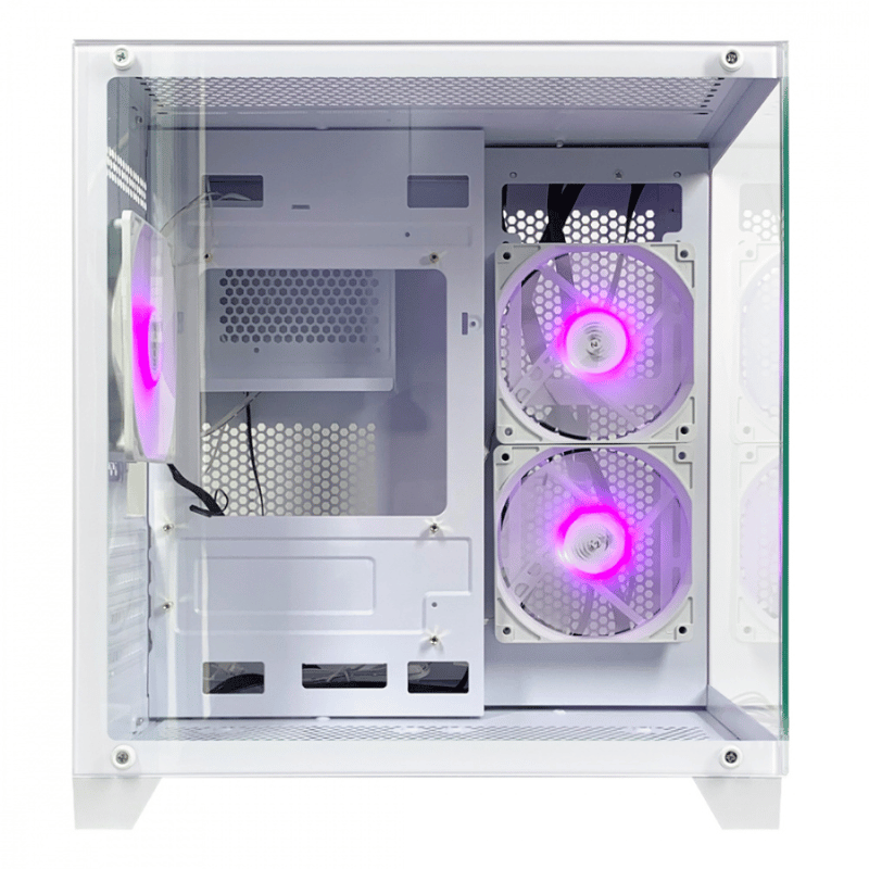 Gabinete Xzeal Panzer II Cubo, Mini-Tower, Micro-ATX, USB 2.0/3.0, sin Fuente, 3 Ventiladores Instalados, Blanco - Imagen 3