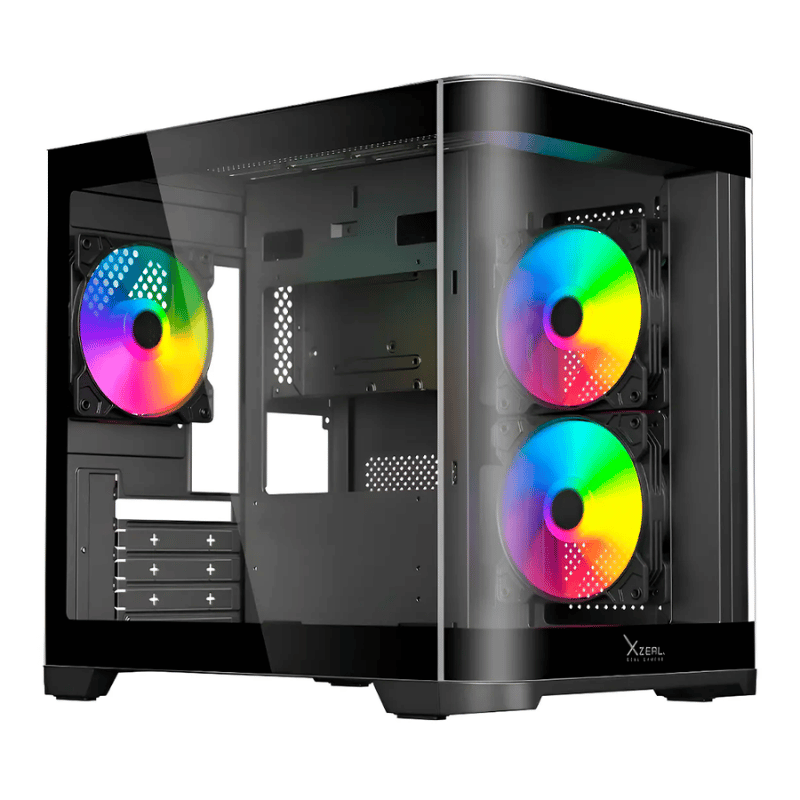 Gabinete Xzeal XZGAMC3B, Mini-Tower, Micro-ATX/Mini-ITX, USB 2.0/3.0, sin Fuente, 3 Ventiladores Instalados, Negro