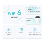 Router TP-Link de Banda Dual Deco X55 AX3000 con Wi-Fi Mesh, 2402 Mbit/s, 3x RJ-45, 2.4/5GHz, 4 Antenas Internas - Imagen 3
