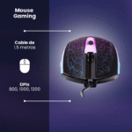 Mouse Gamer Naceb Óptico NA-592NE, Alámbrico, USB, 1200DPI, Multicolor - Imagen 5