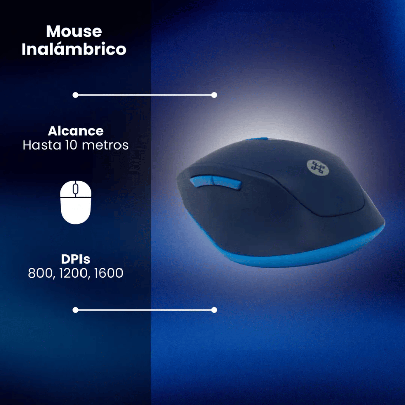 Mouse Ergonómico Naceb NA-0119, Inalámbrico, Óptico, 1.600DPI, RF Inalámbrico, Azul - Imagen 2