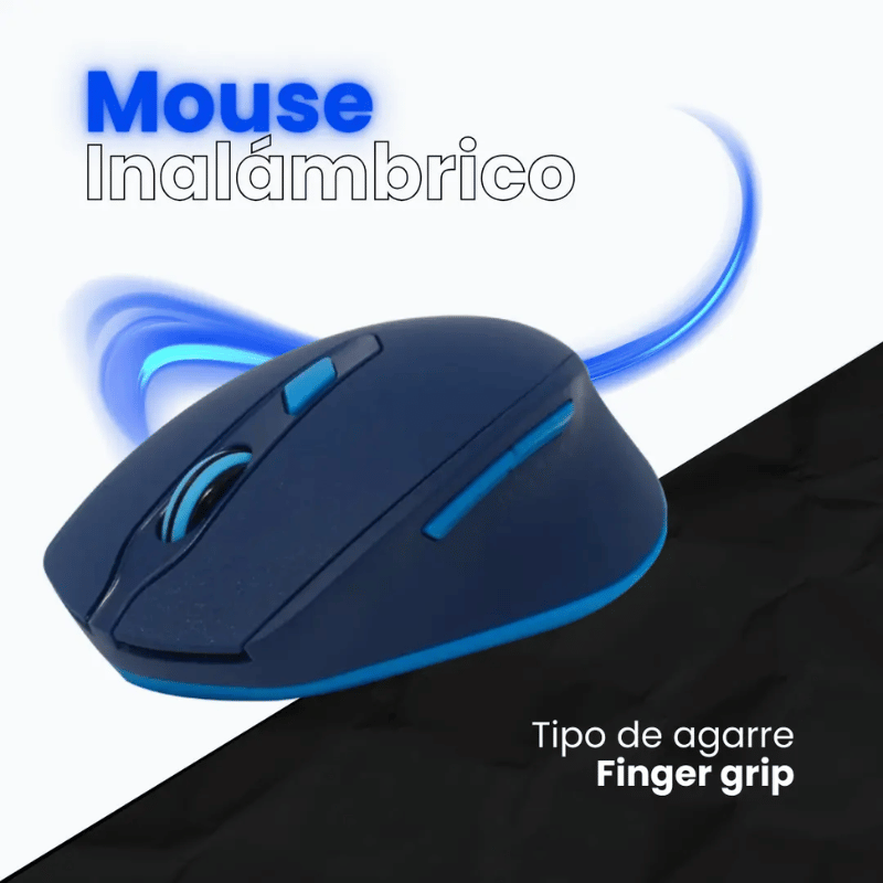 Mouse Ergonómico Naceb NA-0119, Inalámbrico, Óptico, 1.600DPI, RF Inalámbrico, Azul - Imagen 3