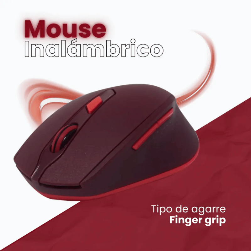 Mouse Ergonómico Naceb NA-0119, Inalámbrico, Óptico, 1.600DPI, RF Inalámbrico, Rojo - Imagen 2