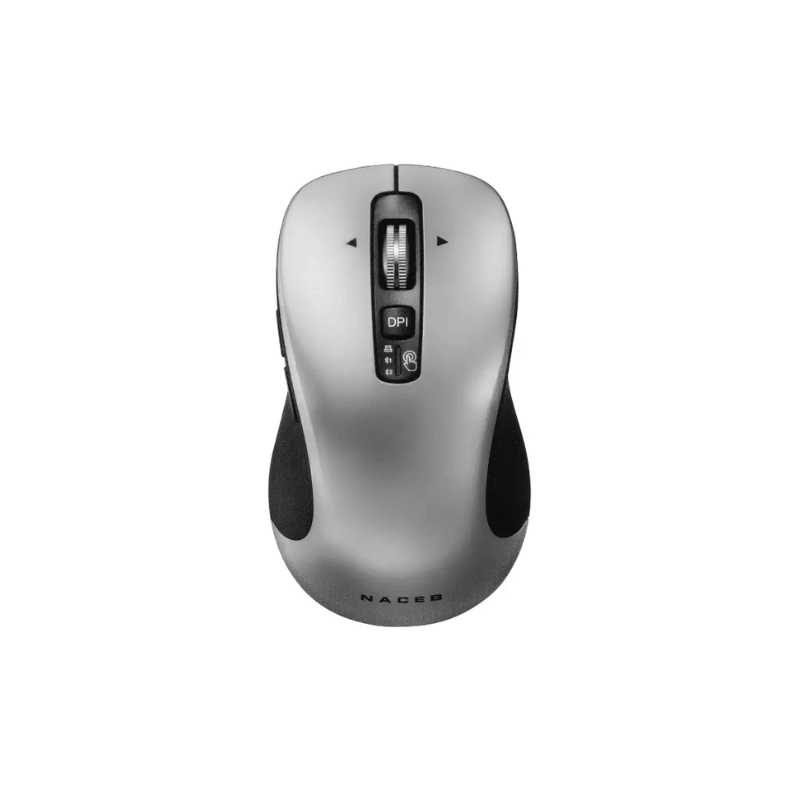 Mouse Ergonómico Naceb NA-0132G, Inalámbrico, Óptico, 3.200DPI, Bluetooth, Negro