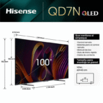 Hisense Smart TV QLED 100QD7N 100", 4K Ultra HD, Negro - Imagen 2