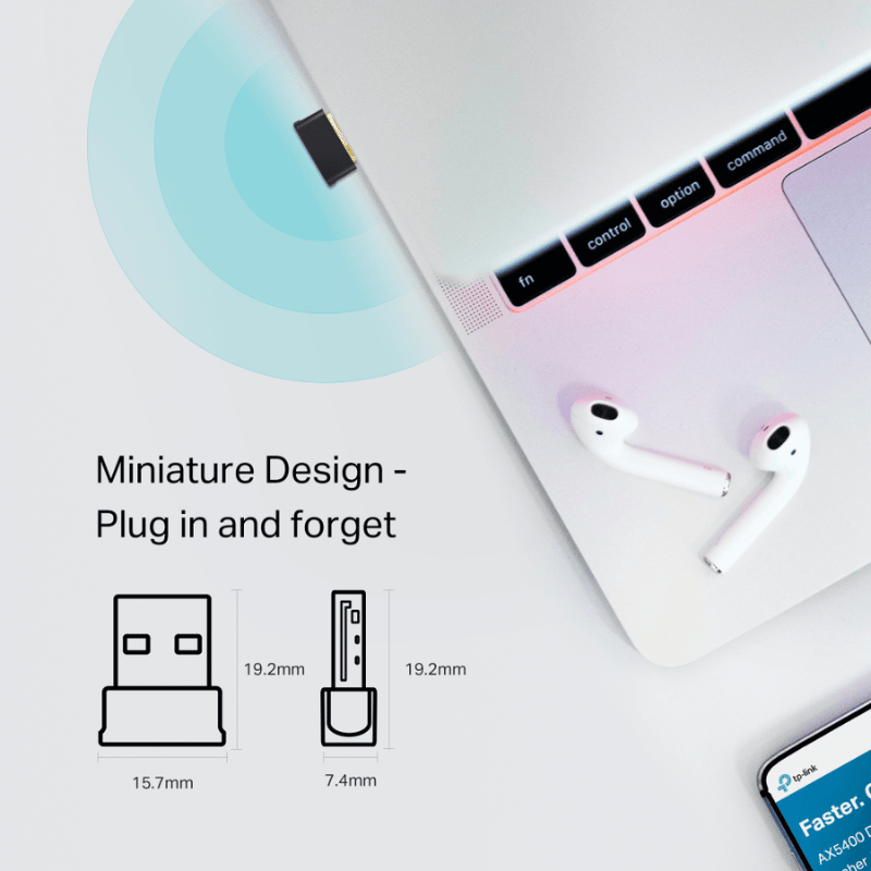 TP-Link Adaptador de Red USB Archer T2U Nano, Alámbrico, WLAN, 433Mbit/s, Doble Banda 2.4/5 GHz - Imagen 4