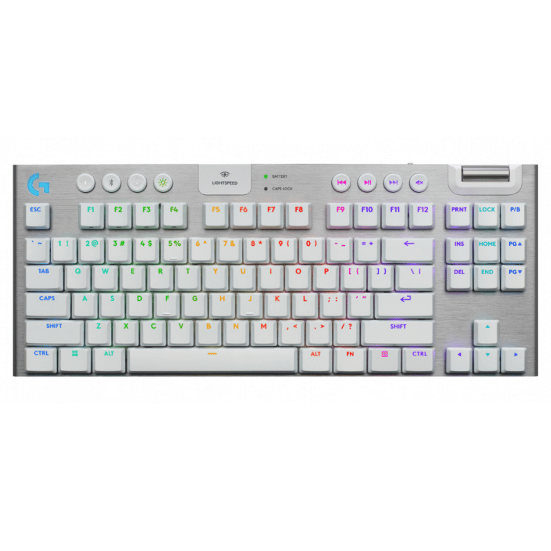 Teclado Gamer Logitech G915 X LightSpeed LED TKL, Teclado Mecánico, Logitech GL Tactile, Inalámbrico, USB/RF Inalámbrico/Bluetooth, Blanco, Inglés