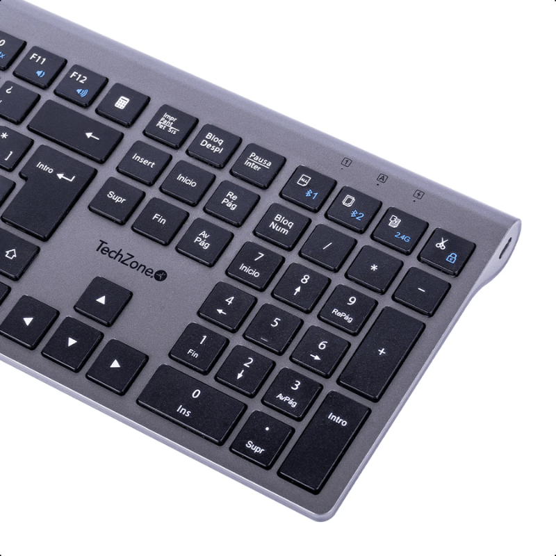 Teclado TechZone Hefestos, Inalámbrico, RF Inalámbrico/Bluetooth, Negro, Español - Imagen 3