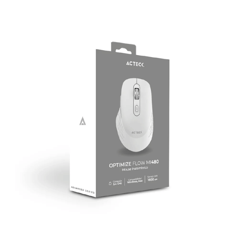 Mouse Acteck Optimize Flow MI480, Inalámbrico, Óptico, 1.600DPI, RF Inalámbrico, Blanco - Imagen 5