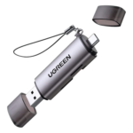 Lector de Tarjetas / USB-C 3.1 + USB-A 3.0 / 5 Gbps / Dual Ranura SD/MicroSD / Lectura Simultánea / Aluminio / OTG
