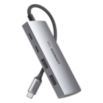 HUB USB-C 3.2 Gen 2 / 4 Puertos / 10 Gbps / Aluminio / Nylon Trenzado / Multiplataforma