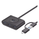 HUB USB 3.0 / 4 Puertos USB-A / 5Gbps / Cable 25cm (0.82ft) / USB-C y USB-A / Micro USB Power
