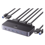 Conmutador KVM HDMI / 4K@60Hz HDR / 2 Entradas 1 Salida / 4 Puertos USB 3.0 / Carcasa Aluminio